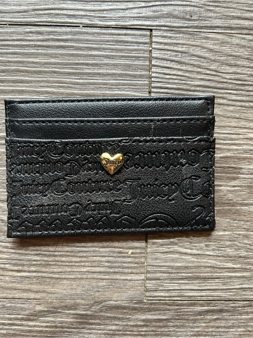 Juicy Couture Black Mini Embossed Leather Card Holder